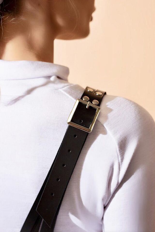 Siyah Deri Fantazi Harness