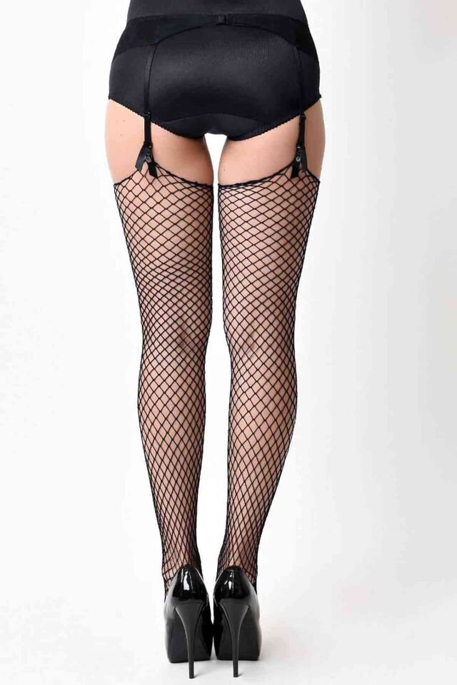 Black Fishnet Garter Stockings
