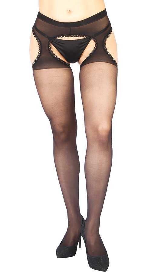 Black Private Area Open Fantasy Pantyhose