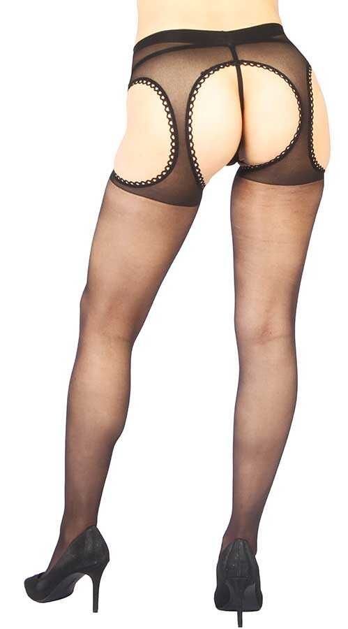 Black Private Area Open Fantasy Pantyhose