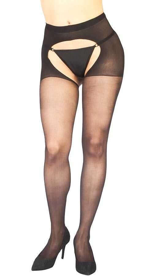 Black Private Area Open Fantasy Pantyhose