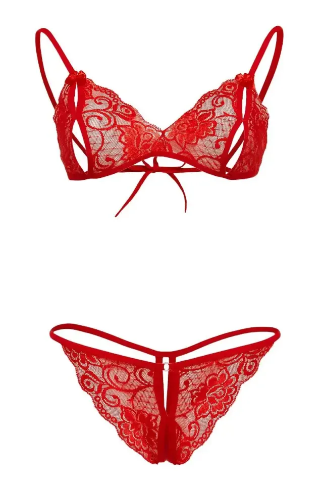 Red Lace Fantasy Bra and G-String Set