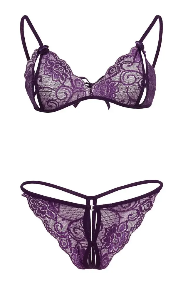 Purple Lace Bra and G-string Set